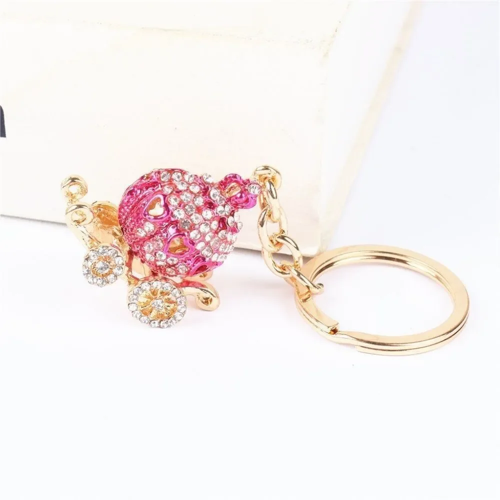 Pumpkin Keyring Rhinestone Charm Xtra Small Pink